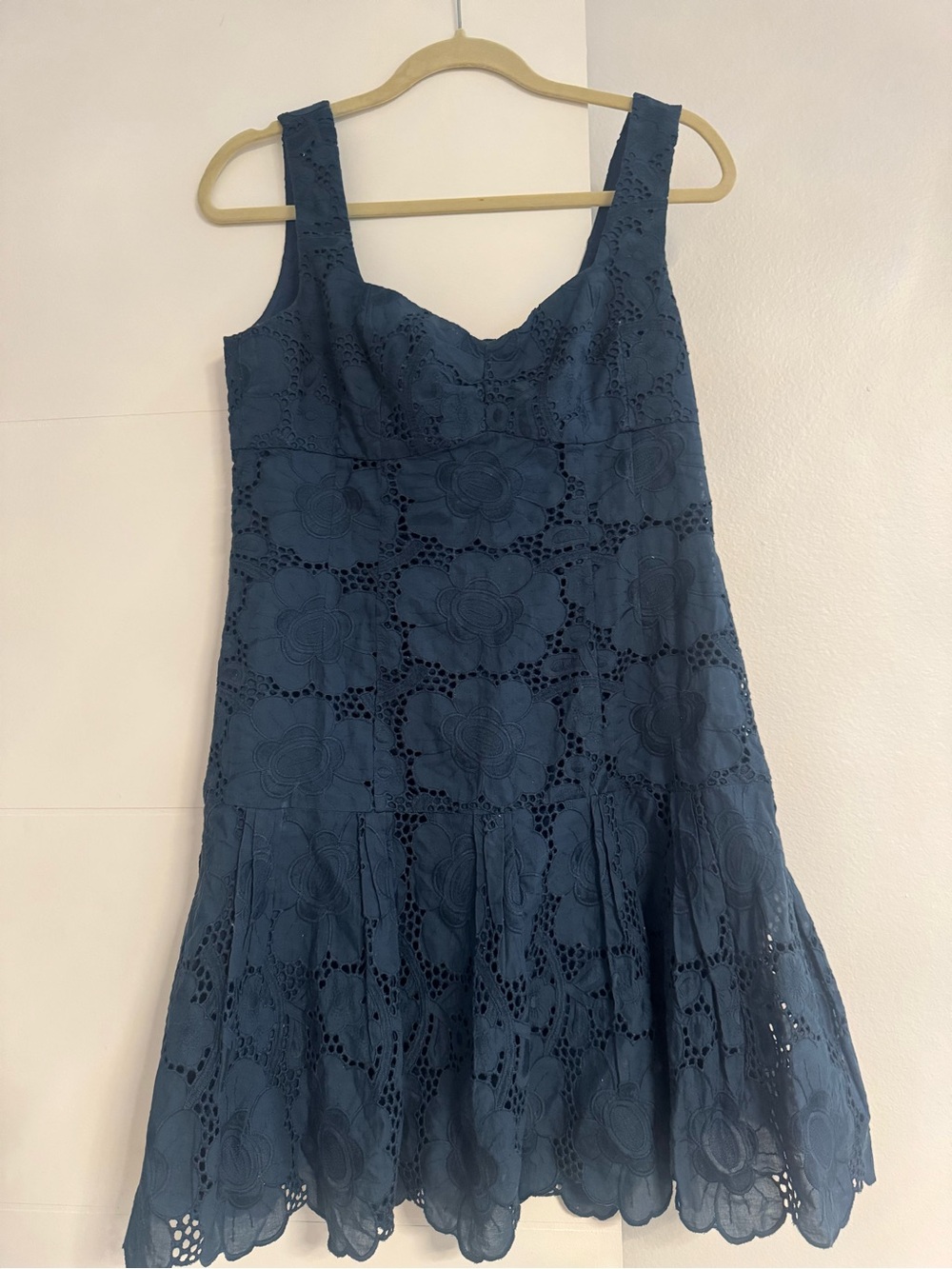 Nanette Lapore Navy Eyelet Fit-and-Flare Dress